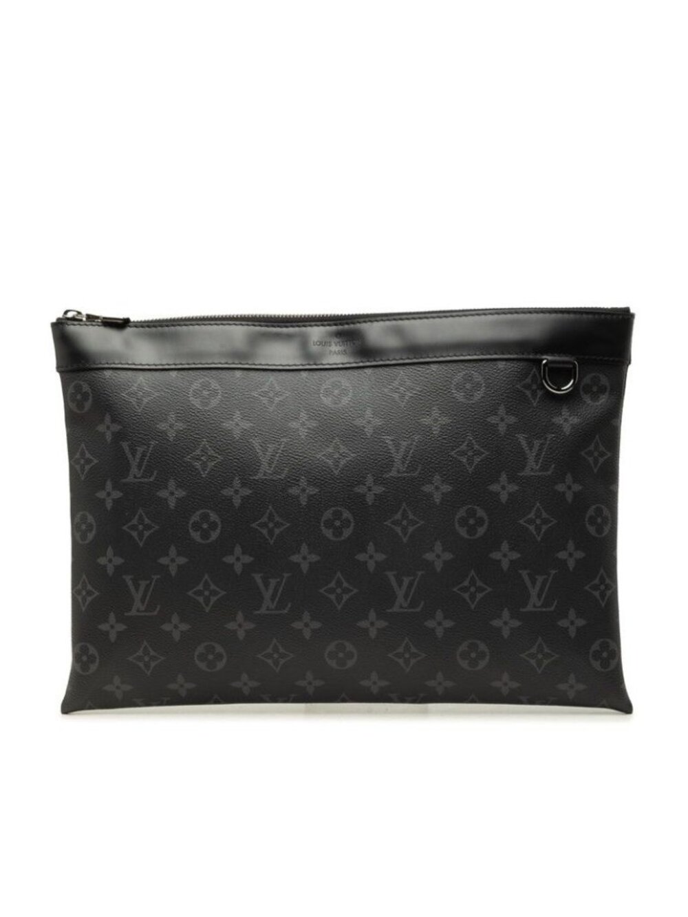 Louis Vuitton Monogram Eclipse Pochette Discovery Clutch Black Leather